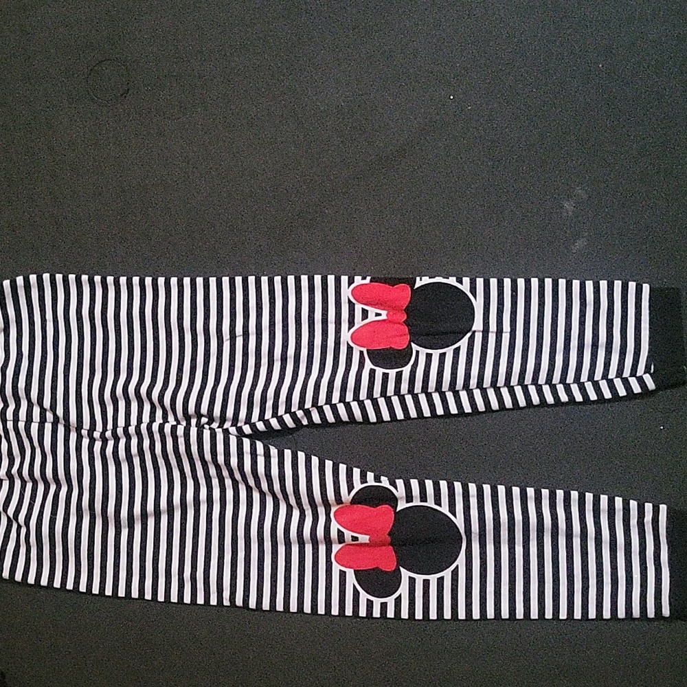 Disney Minnie Black and White Striped pants with Red Accents 5
